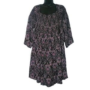 TORRID‎ Plus Size 3 Ditsy Floral Cottagecore Prarie Midi Dress Black Elastic Top